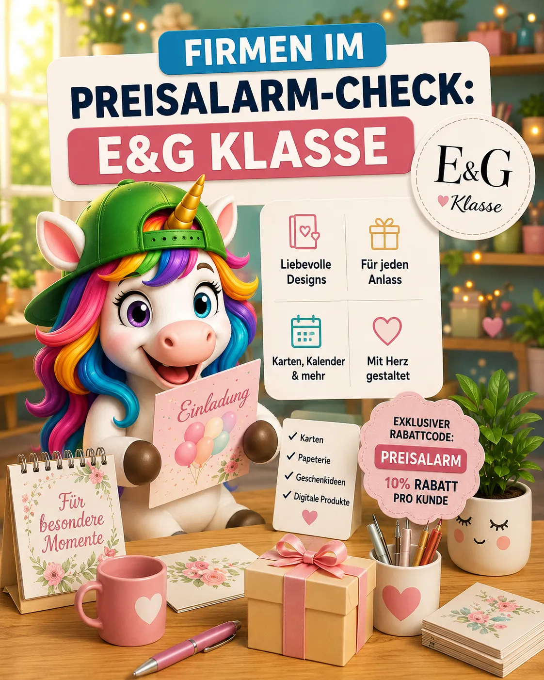Firmen im Preisalarm-Check: E&G Klasse 🛍️✨

Heute stellen wir euch E&G Klasse vor – einen familien