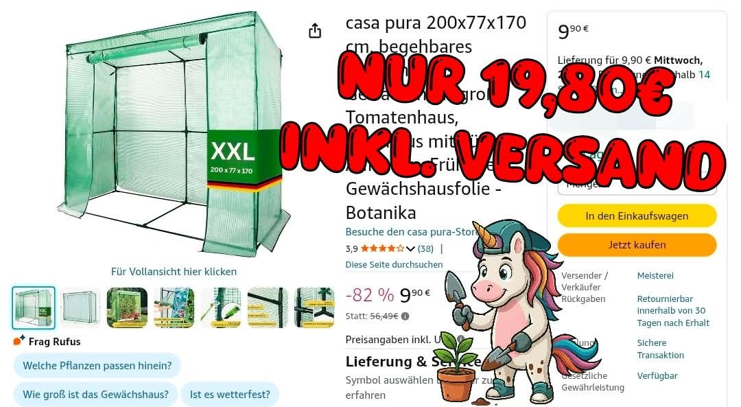 Jetzt für nur 19,80€ 🔥 🔥 🔥 
Inklusive Versandkosten ✅️

casa pura 200x77x170 cm, begehbares Gewäc